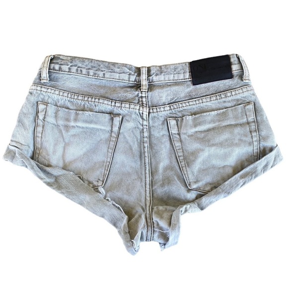 One Teaspoon Bandits Distressed Denim Short Shorts Button Fly Faded Gray Sz 28 - Picture 5 of 15